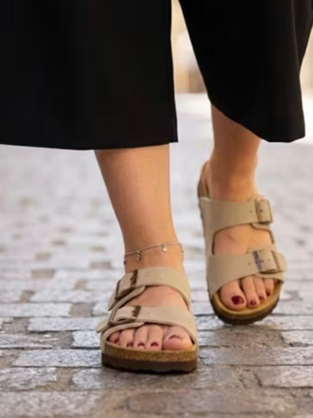 New🌿Neutral Beige Double-Buckle Women's Cork Footbed Sandals